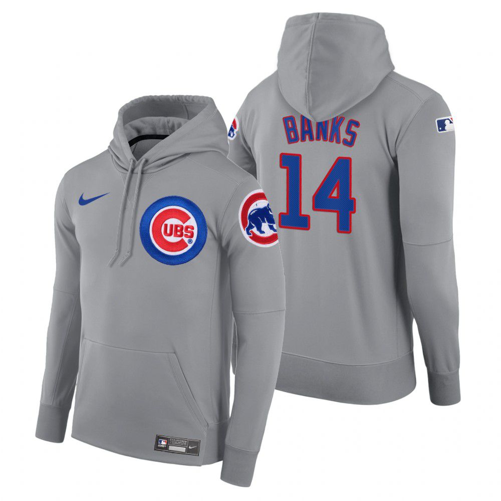Men Chicago Cubs #14 Banks gray road hoodie 2021 MLB Nike Jerseys